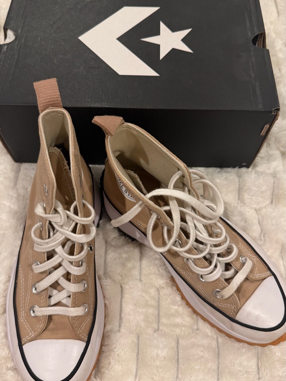 Converse Women's High-Top Sneakers in Beige and White